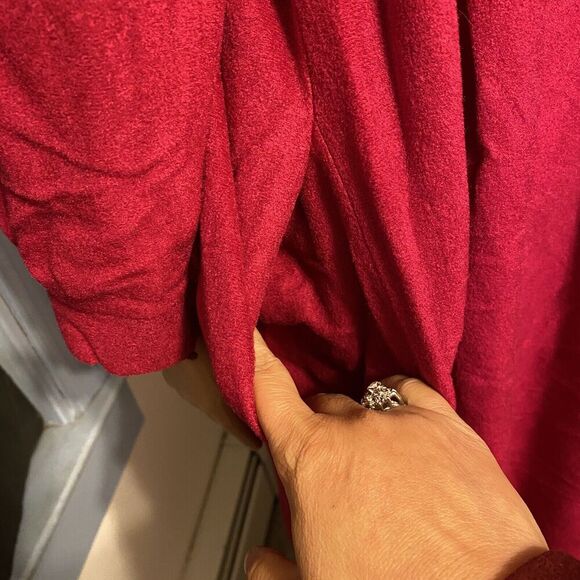 Vintage 90s Katz USA Sz M/XL Nightgown Flannel Robe Off Red Zip Up Embroidered - Picture 10 of 10